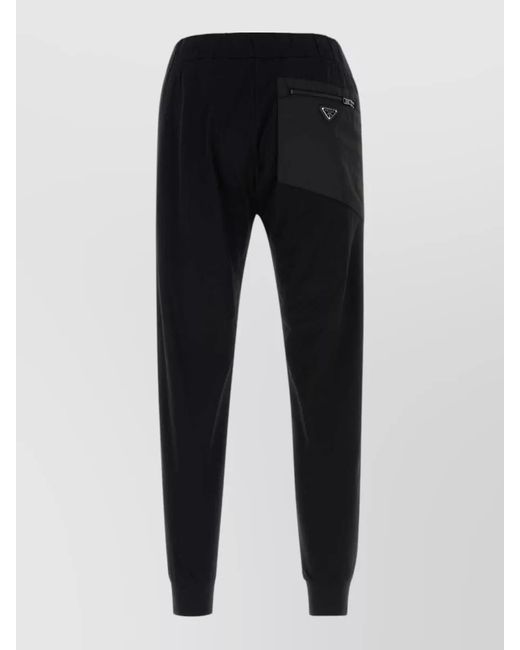 Prada Blue Stretch Cotton Pants Side And Back Pockets for men