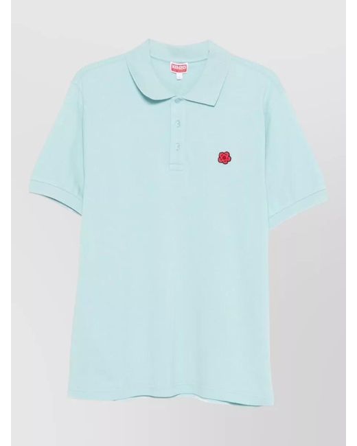 KENZO Blue Short-Sleeve Polo Shirt for men