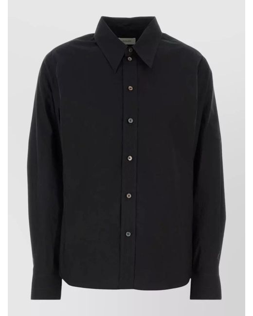 Lemaire Black Silk Blend Poplin Shirt for men