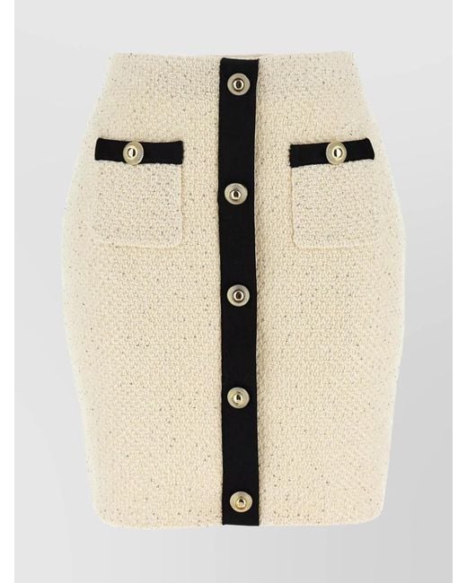Self-Portrait Natural Sequin Knit Mini Skirt