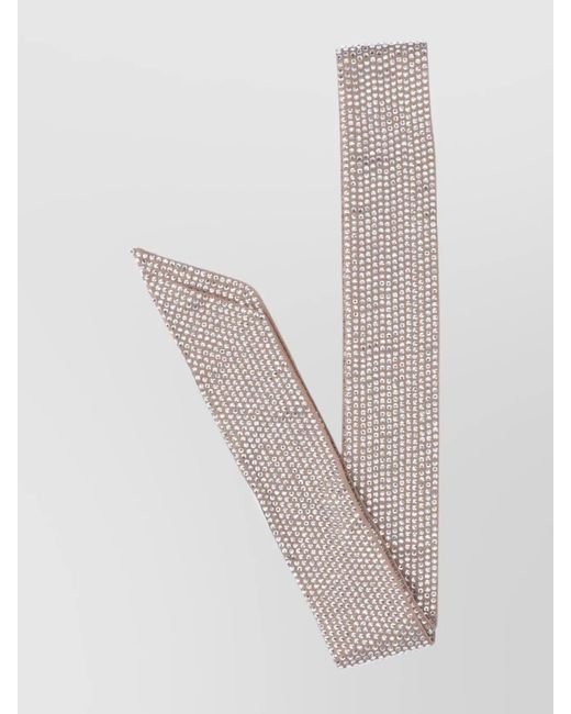 GIUSEPPE DI MORABITO White Embellished Scarf With Pointed Ends And Rhinestone Detailing