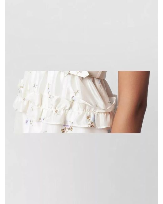 Alessandra Rich White Belted Dress Peplum Ruffle Neckline