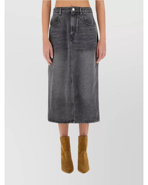 Isabel Marant Gray "Slit Front" Skirt Back Pockets