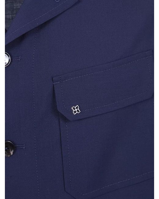 Tagliatore Blue Tempest Jacket Chest Pockets Long Sleeves for men