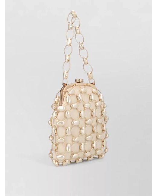 Cult Gaia White Lamb Leather Clutch Bag