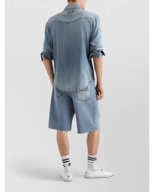 Dolce & Gabbana Blue Light Wash Shorts Nylon Silk Five Pockets for men
