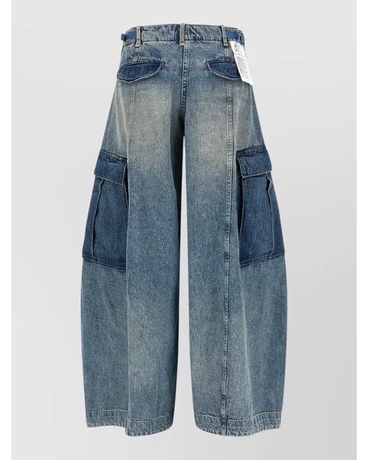 R13 Blue Siouxsie Field Cargo Wide Leg Jeans
