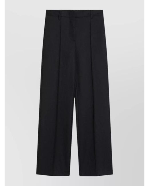 Prada Blue Pleated Front Wide Leg Pants Belt Loops