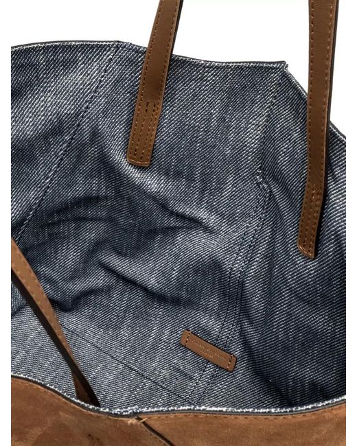 Gianni Chiarini Brown Maya Rectangular Suede Tote Bag Dual Handles