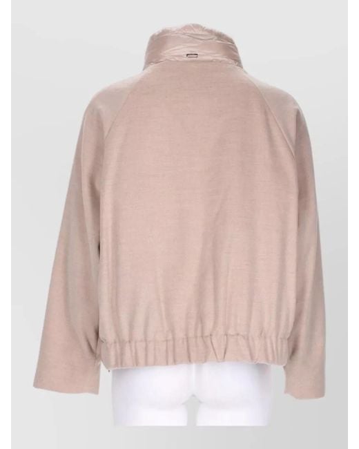 Herno White Padded Coat High Collar Raglan Sleeves