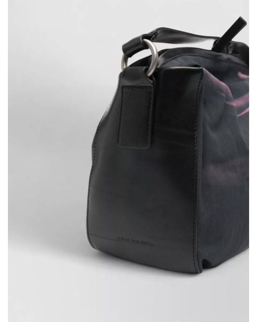 Dries Van Noten Gray Shoulder Bag Adjustable Strap Floral Print Hardware for men