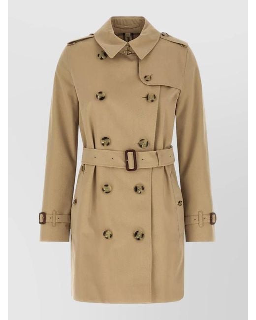 Burberry Natural Kensington Trench Coat Belted Waist Epaulettes