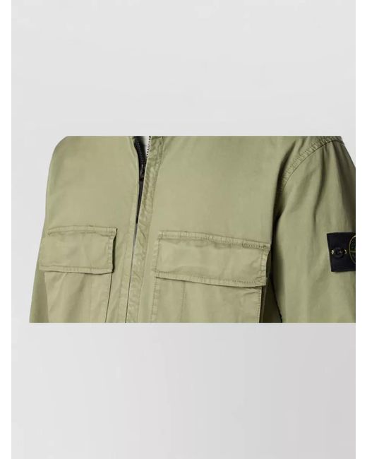 Stone Island Green Cotton Hooded Jacket for men
