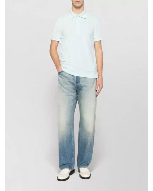 Tom Ford Blue Cotton Short-Sleeve Polo Shirt for men