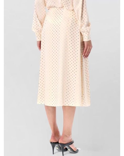 Valentino Garavani Natural Silk Midi Skirt High Waist Star Print