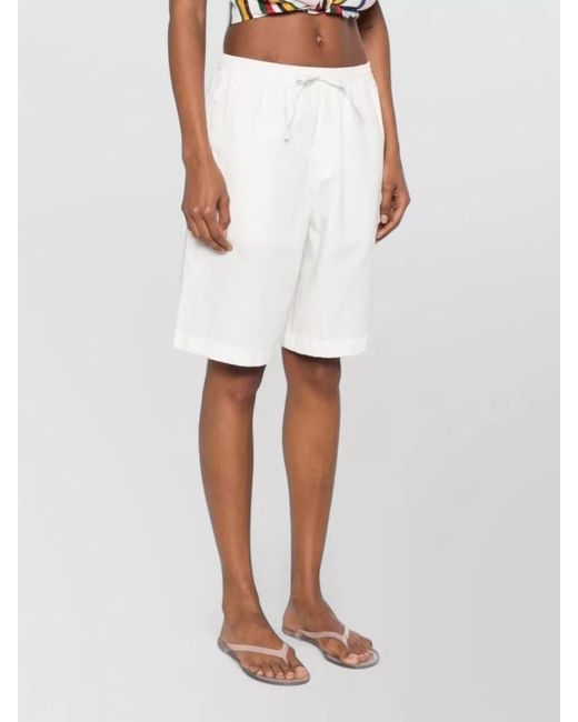DUNST White Cotton Blend Night Shorts Straight Leg