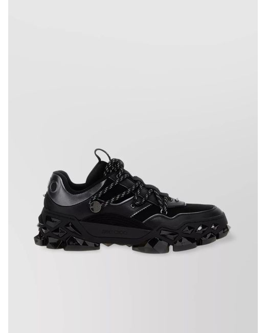 Jimmy Choo Black 'Sole Chunky Low-Top Textured Sneakers'
