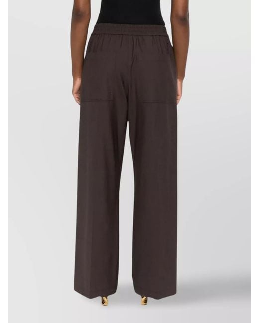 Brunello Cucinelli Gray Wide Leg Trousers Elastic Waistband