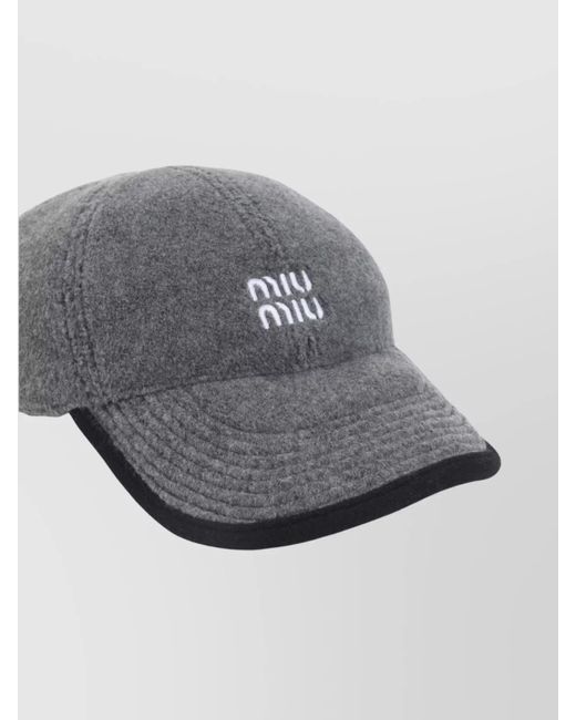 Miu Miu Gray Flannel Baseball Cap