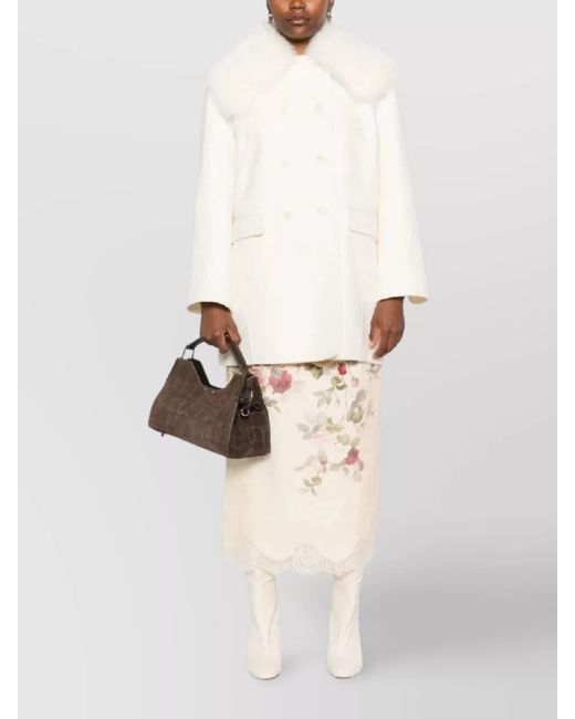Ermanno Scervino Natural Virgin Wool Double Breasted Coat