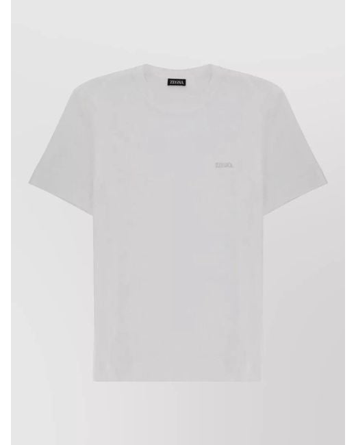 Zegna White Cotton Logo T-Shirt for men