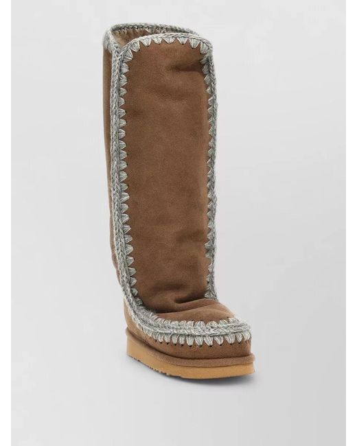 Mou Brown Eskimo 40 Knee High Flat Sole Boots