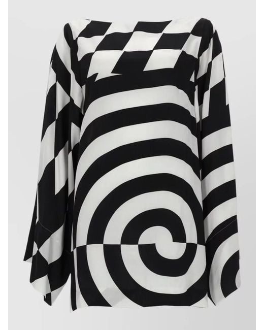 Dries Van Noten Black Charlie Viscose Blouse Geometric Draped Design