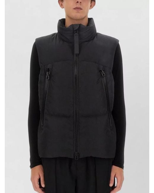 JG1 Black High Collar Padded Jacket Zip Pockets for men