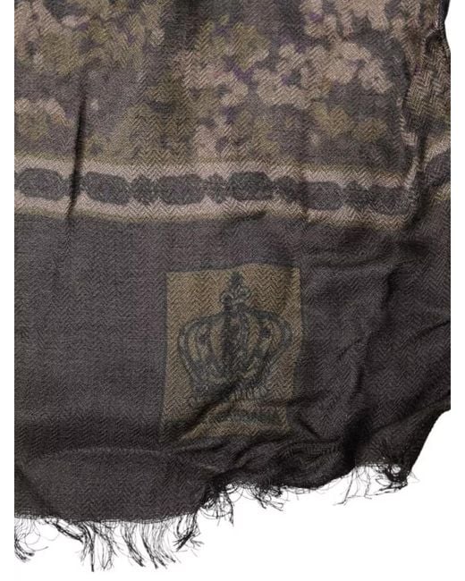 Dolce & Gabbana Gray Camouflage Modal Shawl Scarf Lightweight for men