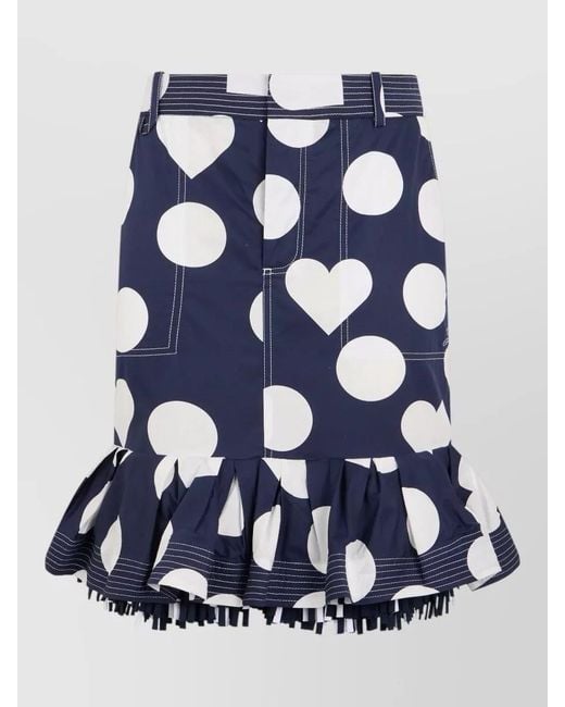 Jacquemus Blue High Waist Skirt Ruffled Hem Polka Dots