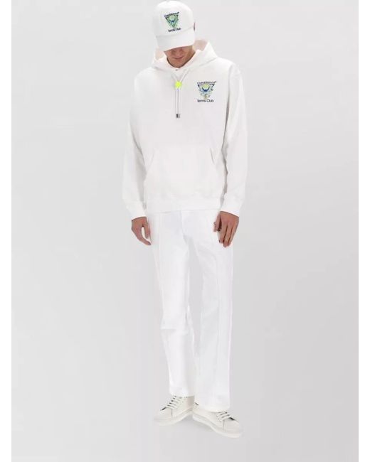 Casablanca White Tennis Club Icon Hooded Logo Sweatshirt for men
