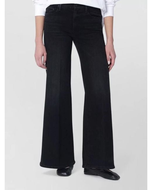 Mother Black Denim Flared Trousers