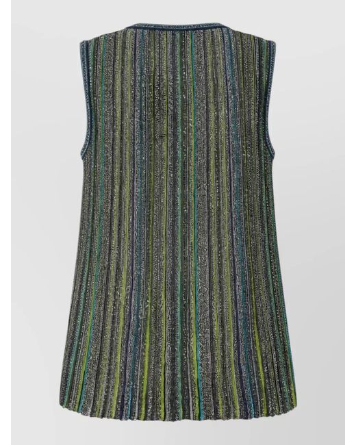 Missoni Green Viscose Blend Sleeveless Pleated Dress