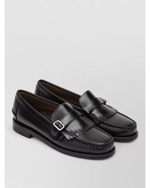 Sebago Black Loafers Buckle Fringe Round Toe Design for men