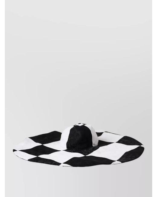 Dolce & Gabbana Black Checked Wide Brim Sun Hat