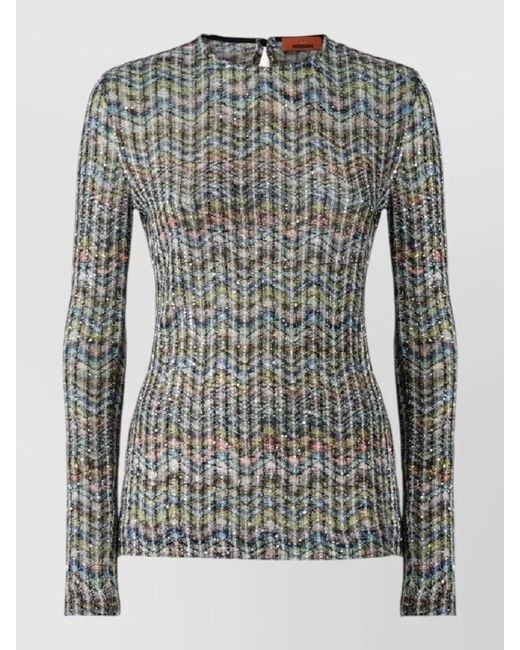 Missoni Gray Caperdoni Crewneck Dress Fitted Silhouette