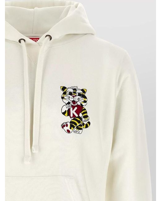 KENZO Natural Tiger Embroidery Hoodie Hood Graphic Print