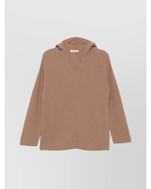 Max Mara Natural Wool Hooded A-Line Sweatshirt
