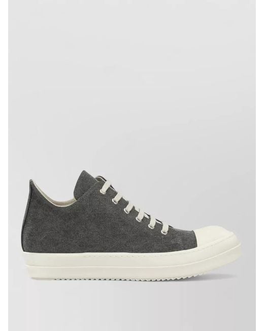 Rick Owens Gray Canvas Low-Top Sneakers for men