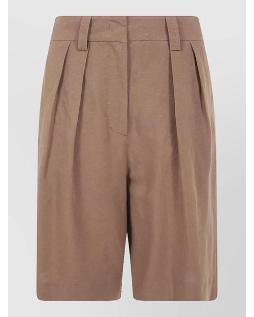 DR. HOPE Natural Linen-Blend Knee-Length Bermuda Shorts