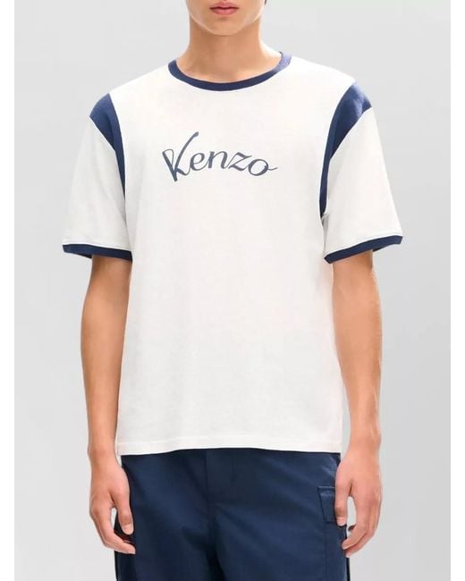 KENZO Multicolor Logo T Shirt Contrast Sleeves Crew Neck for men