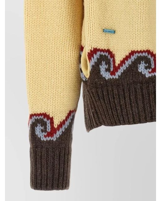 Alanui Natural Winter Cardigan Collar Detail Patterned Knit