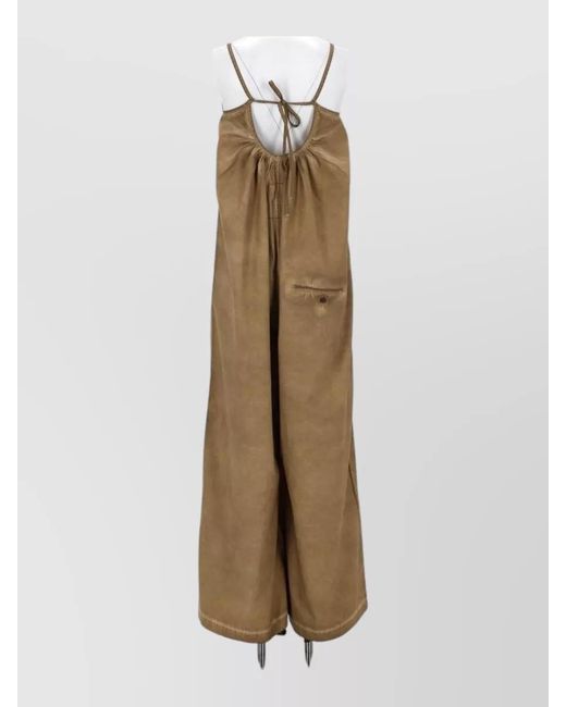 Uma Wang Natural Wide Leg Jumpsuit Paul Open Back