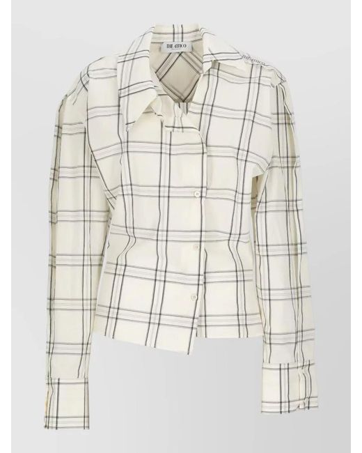 The Attico Natural Checked Oversized Cotton Shirt