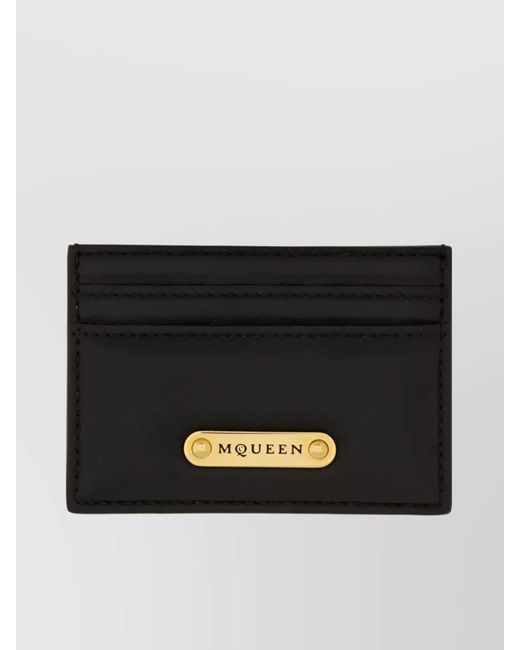McQueen Black Leather Card Holder