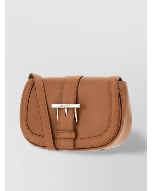 McQueen Brown Mini Leather Satchel Bag