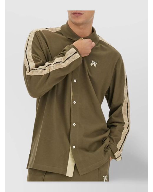 Palm Angels Green Regular-Fit Cotton Shirt for men