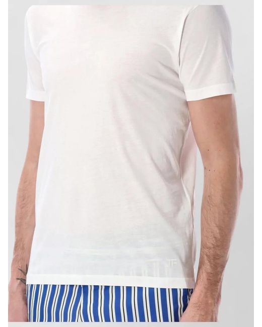 Tom Ford White Crew Neck Plain Short Sleeve T Shirt for men