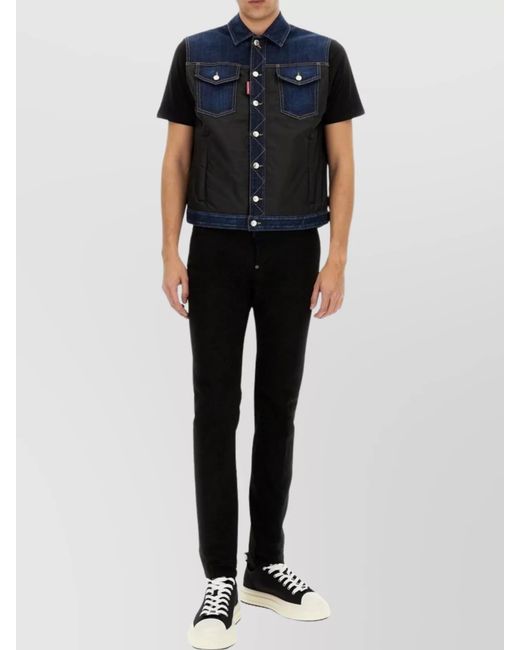 DSquared² Blue Denim Puffer Vest for men
