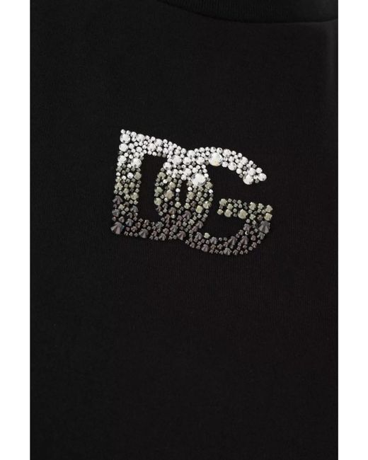 Dolce & Gabbana Black Crystal-Embellished Cotton Short-Sleeve T-Shirt for men